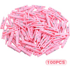 100 Piece Pink Plastic Photo Clips Small Laundry Clothespins Clips Decorative Craft Paper Clips for String Fairy Lights Picture Home Office Decor, 34 x 5 x 8.5 mm