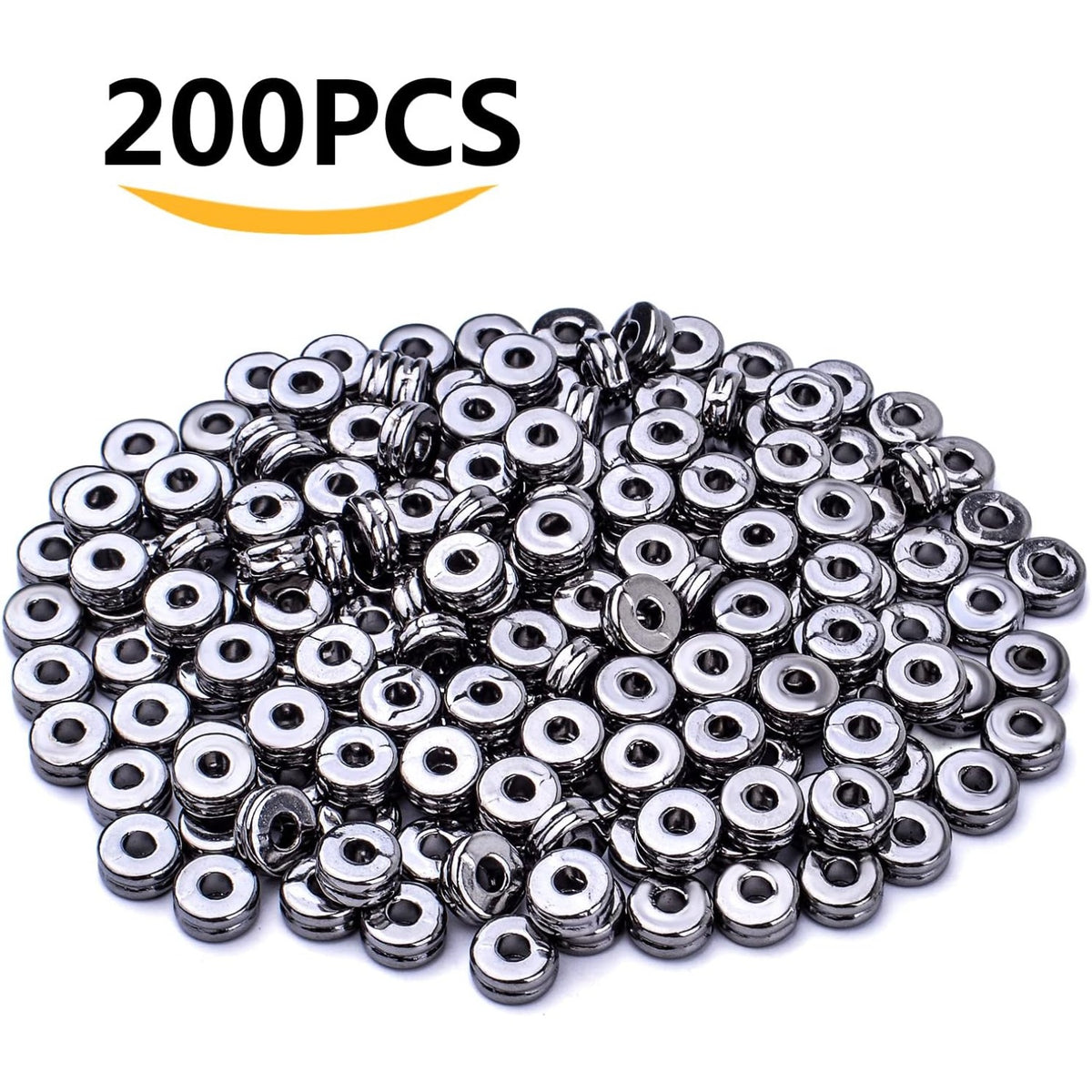 Metal Spacer Beads,200pcs Flat Round Disc Rondelle Spacer Beads Metal Rondelle Beads Spacers for Jewelry Making(6mm) - Silver and Golden