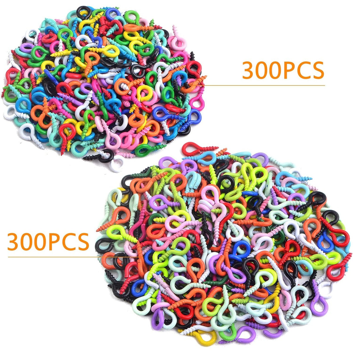 600pcs Colorful Mini Screw Eye Pins, 2 Sizes, Metal Eye Hooks, Eyelet Threads, Clasps, Hooks, Ornaments for DIY Art Crafts Projects, Cork Bottles, Resin Jewelry Making