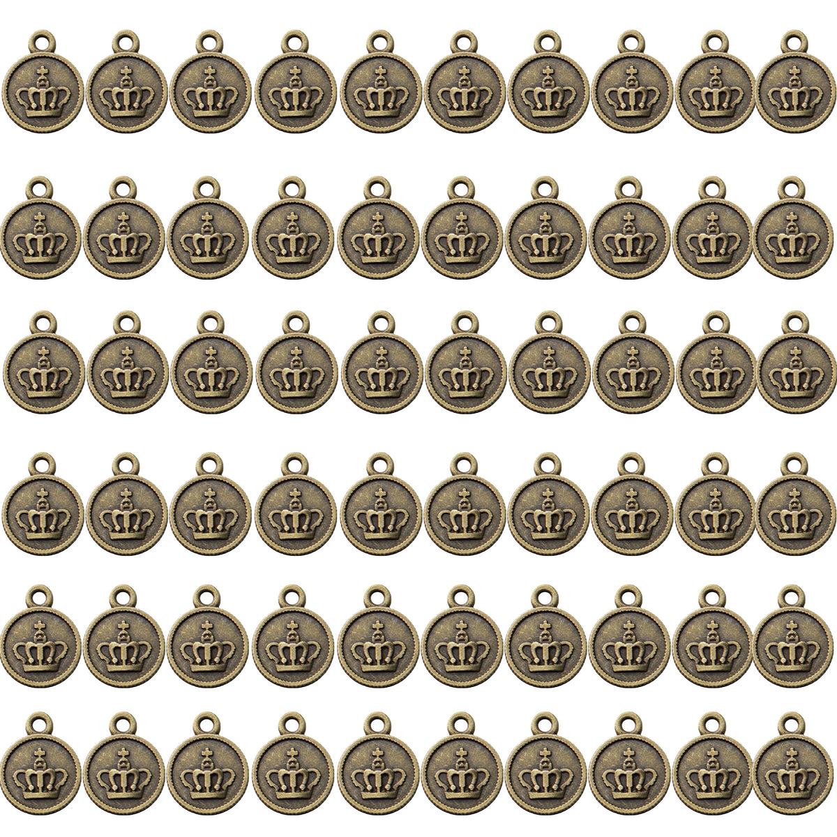 60pcs Crown Pendant Charm Alloy Round Crown Charms Beads King Charms Craft Supplies for DIY Necklace Bracelets Jewelry Pendant Making,4 Colors