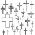 22 Pieces Mixed Styles Crosses Charms Pendants Jesus Christ Cross Charms Craft Supplies for Necklace Bracelet Jewelry Making Accessory