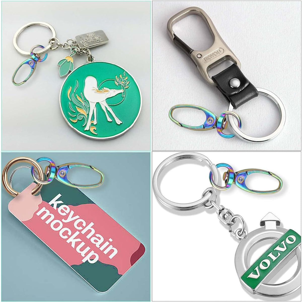 Swivel Clasp Clips,20pcs 35mm Swivel Trigger Clips Metal Keyring Clasps Snap Hooks for Hanging Key Chains Dog Leashes Crafts Decorations,Rainbow Color