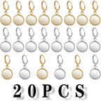 20pcs Leverback French Ear Wires Hooks Stainless Steel Blank Flat Round Bezel Trays Base Earring Cabochon Settings for DIY Earrings Jewelry Making Supplies, 2 Colors