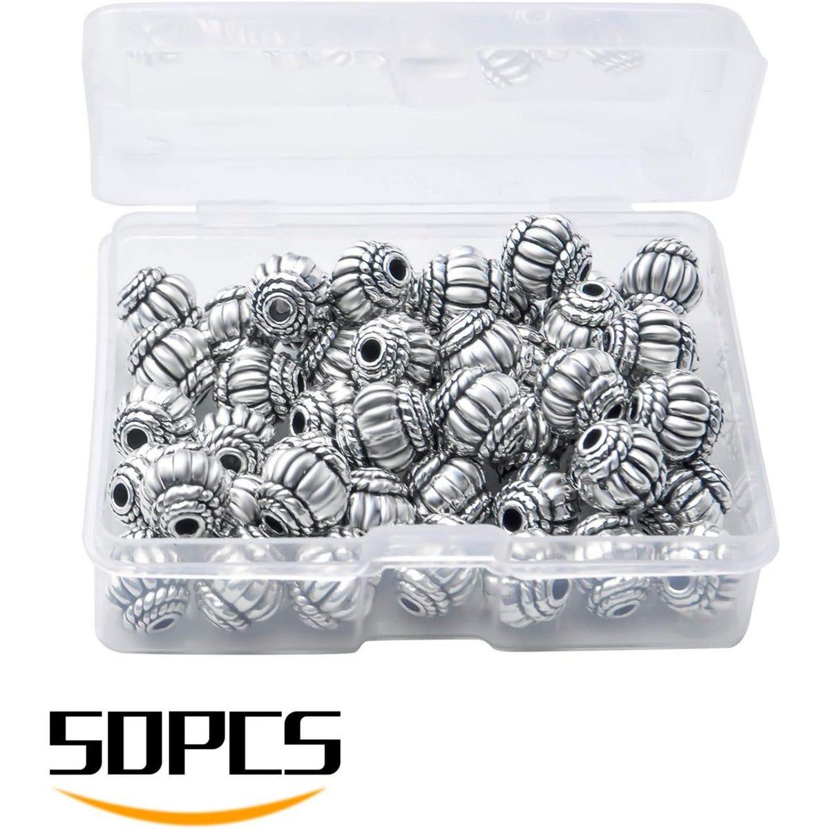 50pcs 8mm Tibetan Spacer Beads Loose Spacer Bead European Style Spacers Beads Bicone Jewelry Beads for Bracelet Necklace Jewelry Making Supplies