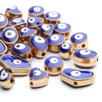 Blue Evil Eye Beads,30pcs Alloy Evil Eye Spacer Beads Round Heart Oval Evil Eye Beads Charms Gold Plated Evil Eye Beads Bulk for DIY Bracelet Necklace Crafts Jewelry,1-6mm Diameter