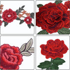 12 Pieces 6 Pairs Embroidered Patches Various Rose Flower Sew on Patch for DIY Art Craft,Clothings,Jeans