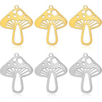 10pcs Stainless Steel Small Mushroom Charms Cute Mushroom Shape Dangle Pendants Craft Supplies for DIY Bracelet Necklace Keychains Jewelry Making Findings, 2 Colors