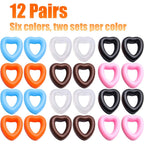 Anti-slip Glasses Grips,12 Pairs Silicone Eyeglasses Temple Tips Heart Ear Hook Holder Eyeglass Retainers Blue Black Pink Orange Brown White for Spectacle Sunglass Reading-glasses