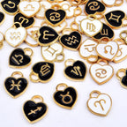48pcs (4 Sets) Heart Enamel 12 Constellations Charms Double Sided Zodiac Sign Dangle Pendants Craft Supplies for DIY Necklace Bracelet Earrings Jewelry Making, 2 Colors