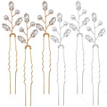 6pcs Pearl Rhinestone Hairpins Clips U-shaped Pearl Embellished Bobby Pins Headpiece Bridal Hair Accessories with a Plastic Box for Women Bride Bridesmaid Wedding Birthday, 2 Colors