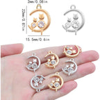 20 Pieces Cute Cat on the Moon Charms with Rhinestone Alloy Celestial Moon Kitty Dangle Pendants Craft Supplies for DIY Necklace Bracelet Earrings Jewelry Making, 2 Colors