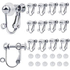 12pcs Sterling Silver Plated Clip-on Earring Converters Brass Screw Back Non Pierced Ear Clips Components with Loop and 12pcs Anti-Pain Pads for DIY Earrings Jewelry Making