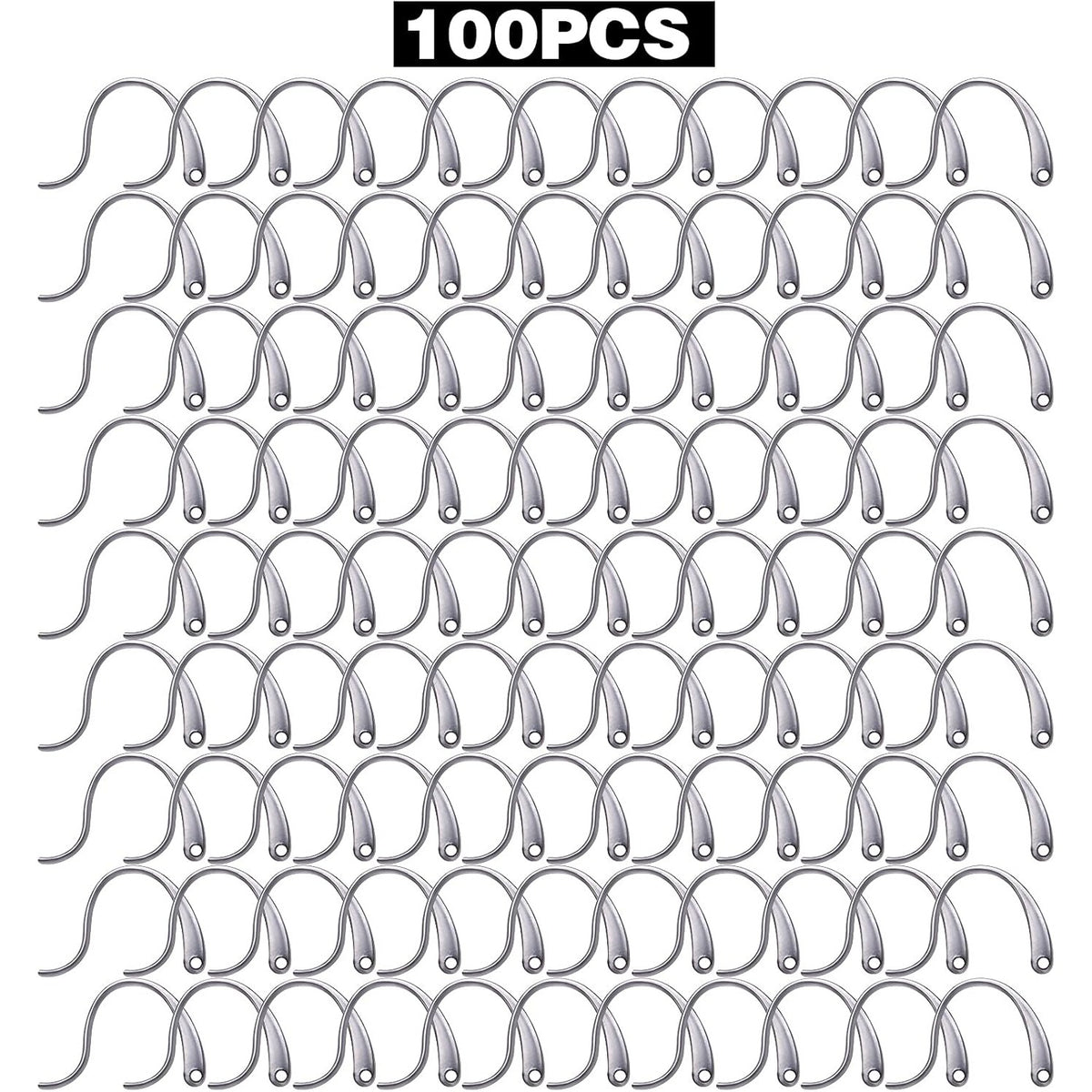 100pcs Stainless Steel Earring Hooks, Hypo-allergenic Surgical Fish Hook Ear Wire with Loop Hole Dangle Earrings Findings for Women DIY Craft Jewelry Making