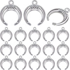 60 Pieces Antique Silver Crescent Moon Pendants Vintage Alloy Luna New Moon Dangle Charms Bulk Crafts Accessory for DIY Bracelet Necklace Earrings Jewelry Making