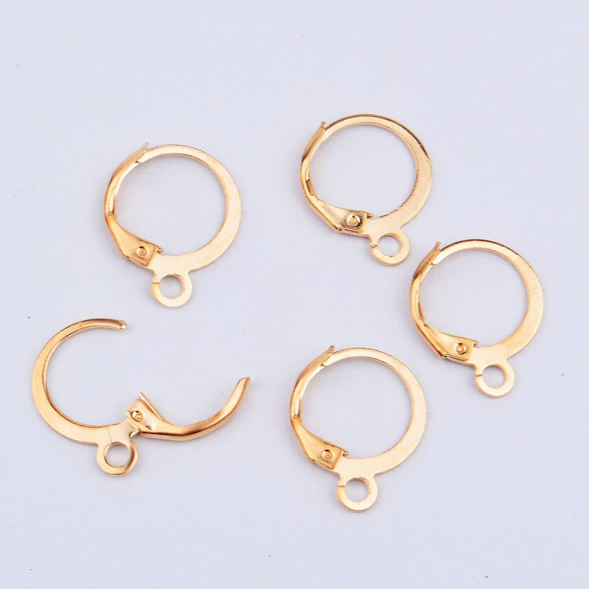 Hypoallergenic Earring Hooks, 120 Pieces Brass Lever Back Earring Round French Hook Ear Wire with Open Loop for Earring Designs Jewelry Making - 4 Colors
