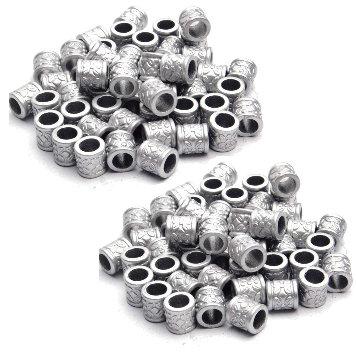 Hair Tube Beads,100pcs Golden and Silver Hair Dreadlock Beads Plastic Braid DIY Beads Large Hole Beads for Men Women Hair Beard Moustache Decoration,9x9x6mm