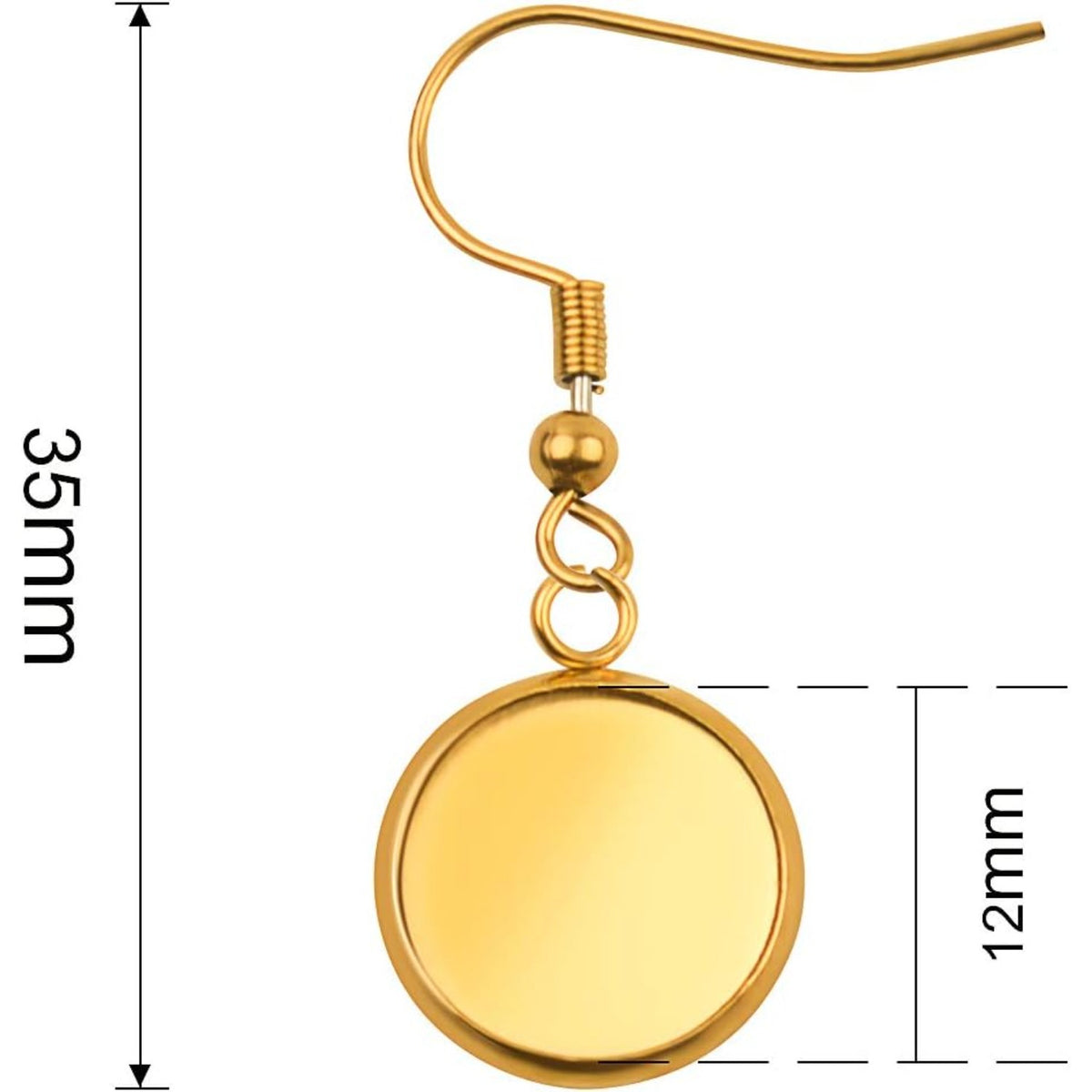 20 Pieces Stainless Steel Earring Blanks Wire Hooks with Rubber Backs Fit for 12mm Cabochon Settings Trays