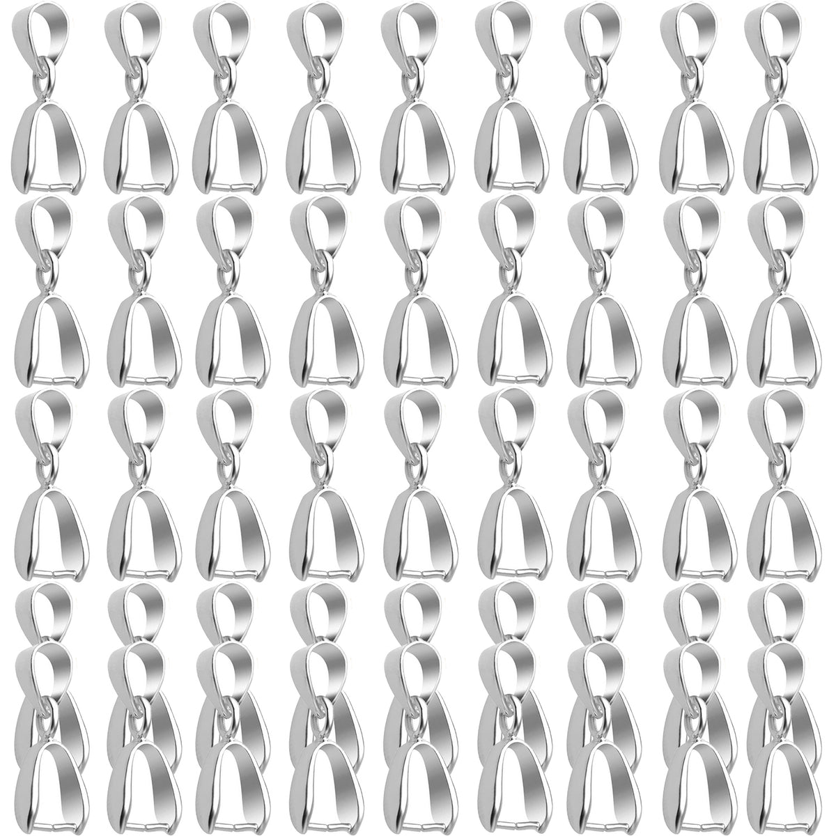 45pcs 3 Sizes Pinch Clip Bails Brass Claw Bail Finish Necklace Pendant Clasps Dangle Charm Bead Connectors Findings for DIY Craft Jewelry Making, 3 Colors