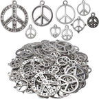 100g Antique Silver Peace Symbol Charms Alloy Peace Sign Charm Jewelry Pendant Charms for Necklace Bracelet DIY Jewelry Making Crafts Supplies
