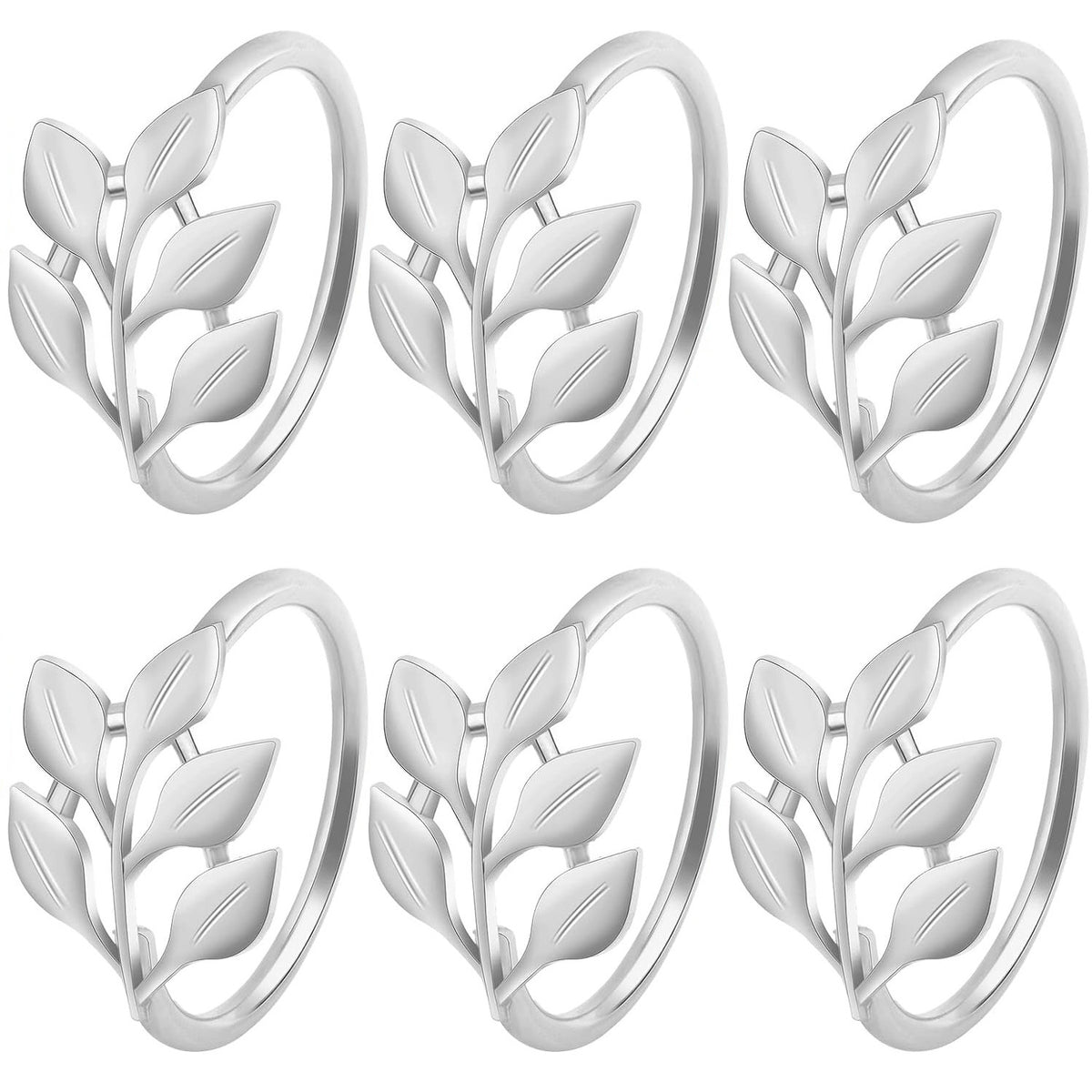 6 Pieces Leaf Napkin Rings Set Metal Napkin Holder Ring Buckles Napkin Band Adornment Dining Table Setting for Wedding Christmas Party Banquet Dinner Decor, 3 Colors