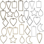 Open Back Bezel Pendants, 30 Pieces Mixed Geometric Hollow Pendants Bezel Charms for Resin Earrings Necklace Bracelet, 3 Colors