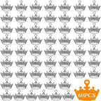 60 Pieces Antique Silver Tiara Crown Charms Vintage Alloy Mini Crown Princess Dangle Pendants Accessories for DIY Necklace Jewelry Making Brithday Party Gifts
