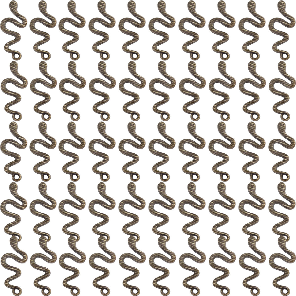 50pcs 5 Colors Animal Snake Pendant Charms Vintage Alloy Snake Shaped Dangle Pendants Craft Supplies for DIY Necklace Bracelet Jewelry Making Decoration