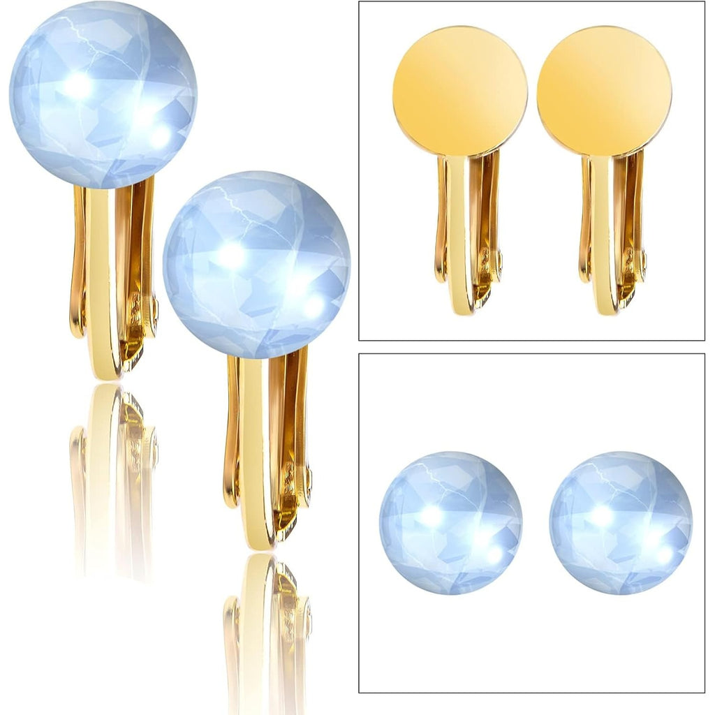 20pcs Clip-on Earring Converters Brass Round Flat Back Tray Earring Clips Components with Silicon Earring Pads for DIY Earrings Design Jewelry Making Findings, Gold and Silver