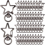 40pcs Star Shape Keychain Clips Metal Zinc Alloy Swivel Lobster Claw Clasp Trigger Spring Buckles Snap Hooks for DIY Keyrings Bags Handbags Lanyards Accessories, Gun Black