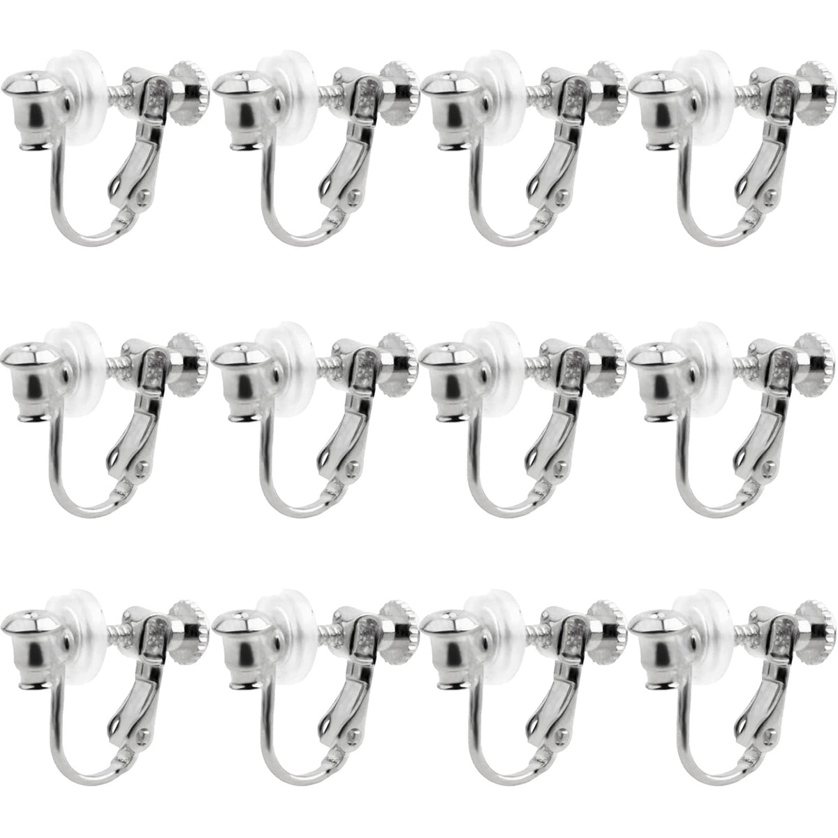 12pcs 2 Colors Screw Earring Clips Converters Brass U Shaped Adjustable Earring Components and 12pcs Clear Comfort Earring Cushions for Non-Pierced Ears DIY Jewelry Making