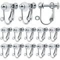 24pcs Silver Plated Clip-on Earring Converters Brass Screw Back Earwire Non Pierced Earring Components with Loop and 24pcs Anti-Pain Pads for DIY Earrings Jewelry Making