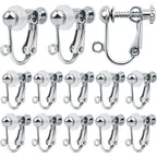 24pcs Silver Plated Clip-on Earring Converters Brass Screw Back Earwire Non Pierced Earring Components with Loop and 24pcs Anti-Pain Pads for DIY Earrings Jewelry Making