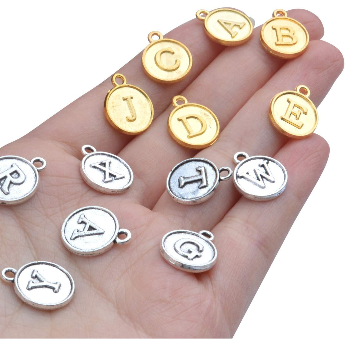 4 Sets(104 pcs) Alloy A-Z Initial Alphabet Letter Mixed Charms Pendants for DIY Jewelry Making,Bracelet and Crafting