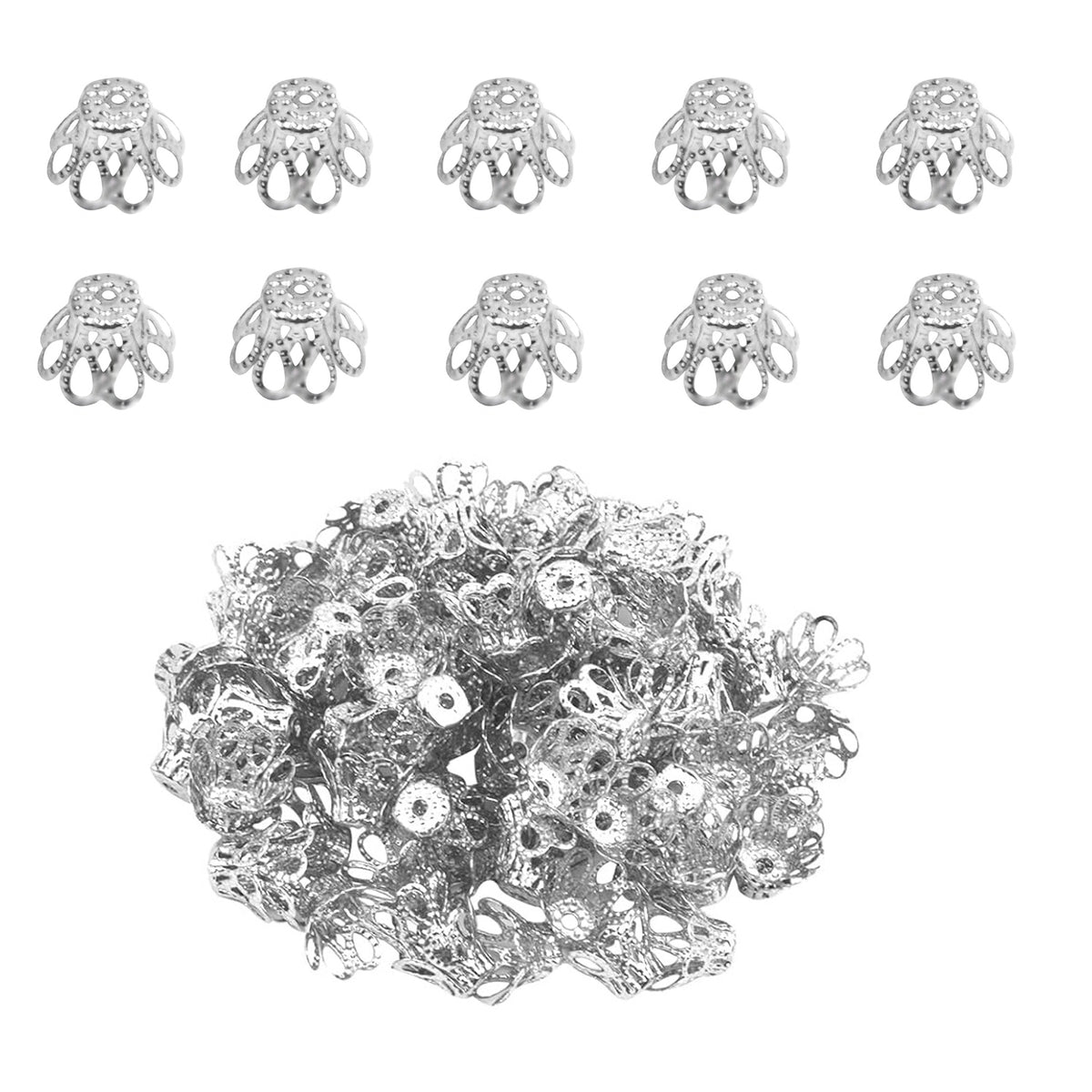 600pcs 3 Sizes Flower Bead Caps, 2 Colors, Elegant DIY Jewelry Making, Female Birthday Occasion