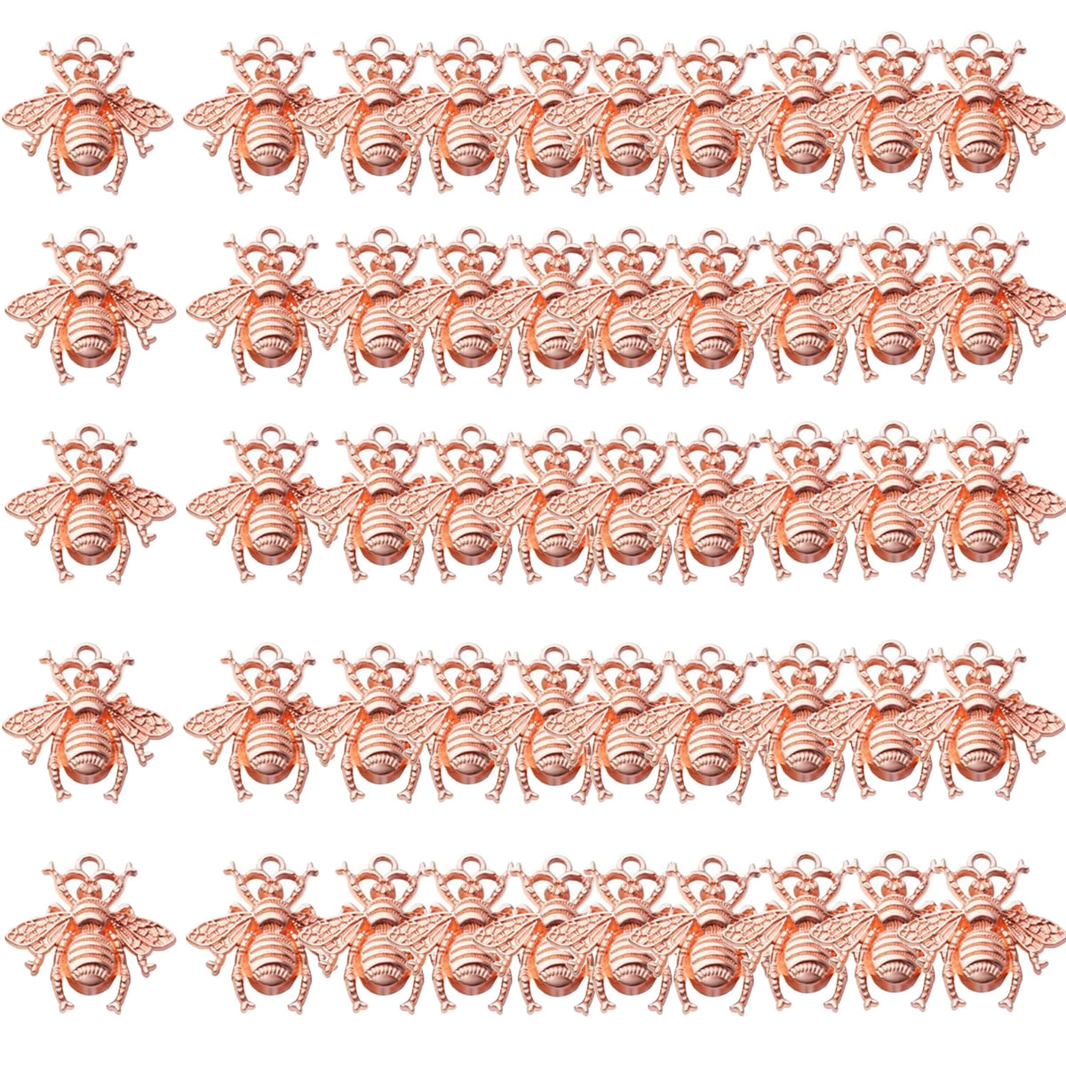 50pcs Alloy Bee Charms Honeybee Charm Pendants Insect Pendant for DIY Jewelry Craft Making Accessory,21mm×20mm,5 Colors