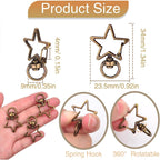 40pcs Star Shape Swivel Lobster Clasps Zinc Alloy Spring Clasp Snap Hooks Keychain Clips for DIY Keyrings Backpacks Purses Connector Accessories Supplies, Antique Bronze