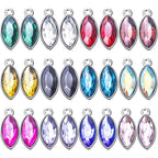 24pcs Crystal Birthstone Charms Leaf Shape Charm Pendants Crystal Beads Pendants Crystal Charm for DIY Jewelry Necklace Earrings Bracelet Making Supplies, 9mm×20mm, 12 Colors