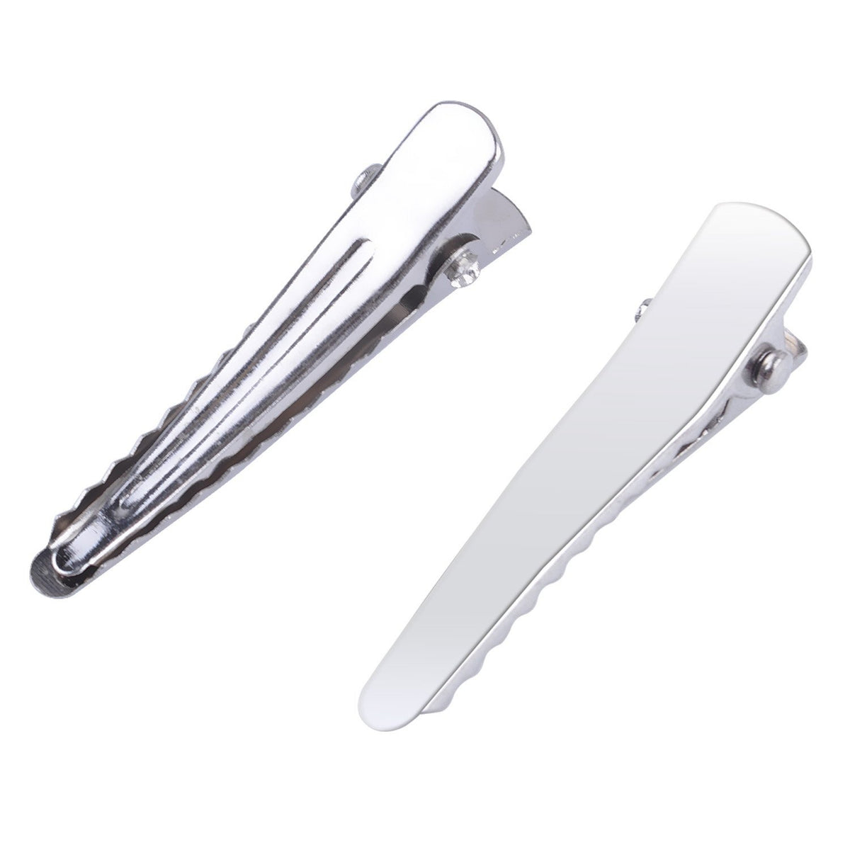 100pcs 1.38inch Stylish Teeth Bows Hair Clips Prong Curl Clips Hairdressing Salon Hair Grip Silver Color