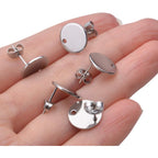 12mm Stud Earring Findings, 20pcs Stainless Steel Round Earring Studs Blank Earring Post with Loop and 20pcs Butterfly Earring Backs for Earring Making