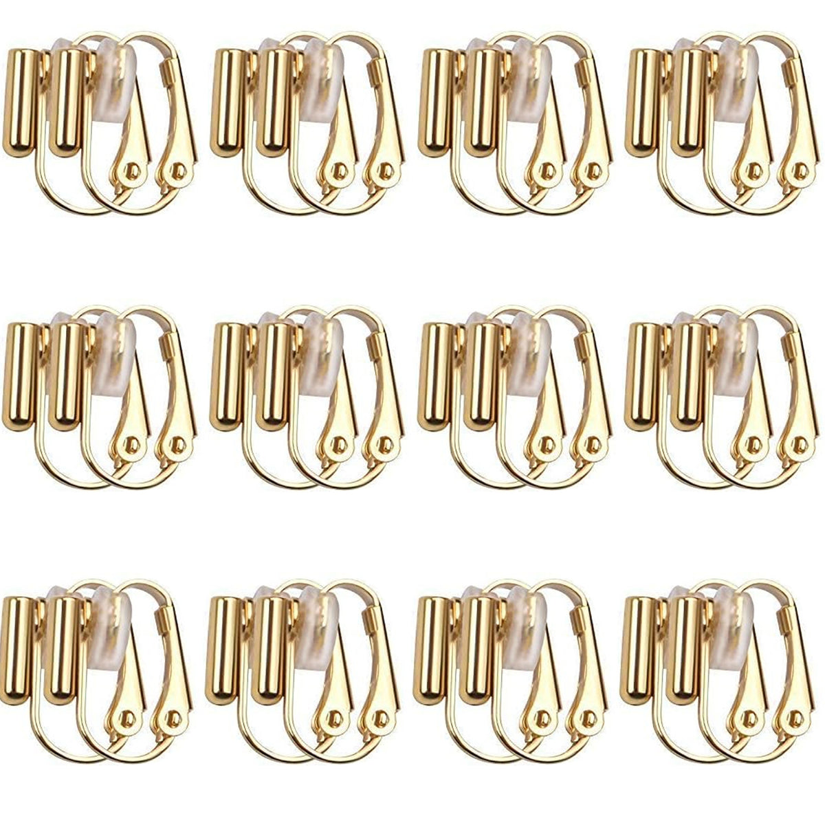 12 Pieces Clip-on Earrings Converter Components for Non-Pierced Ears and 12 Pieces Comfort Earring Pads, Gold and Silver