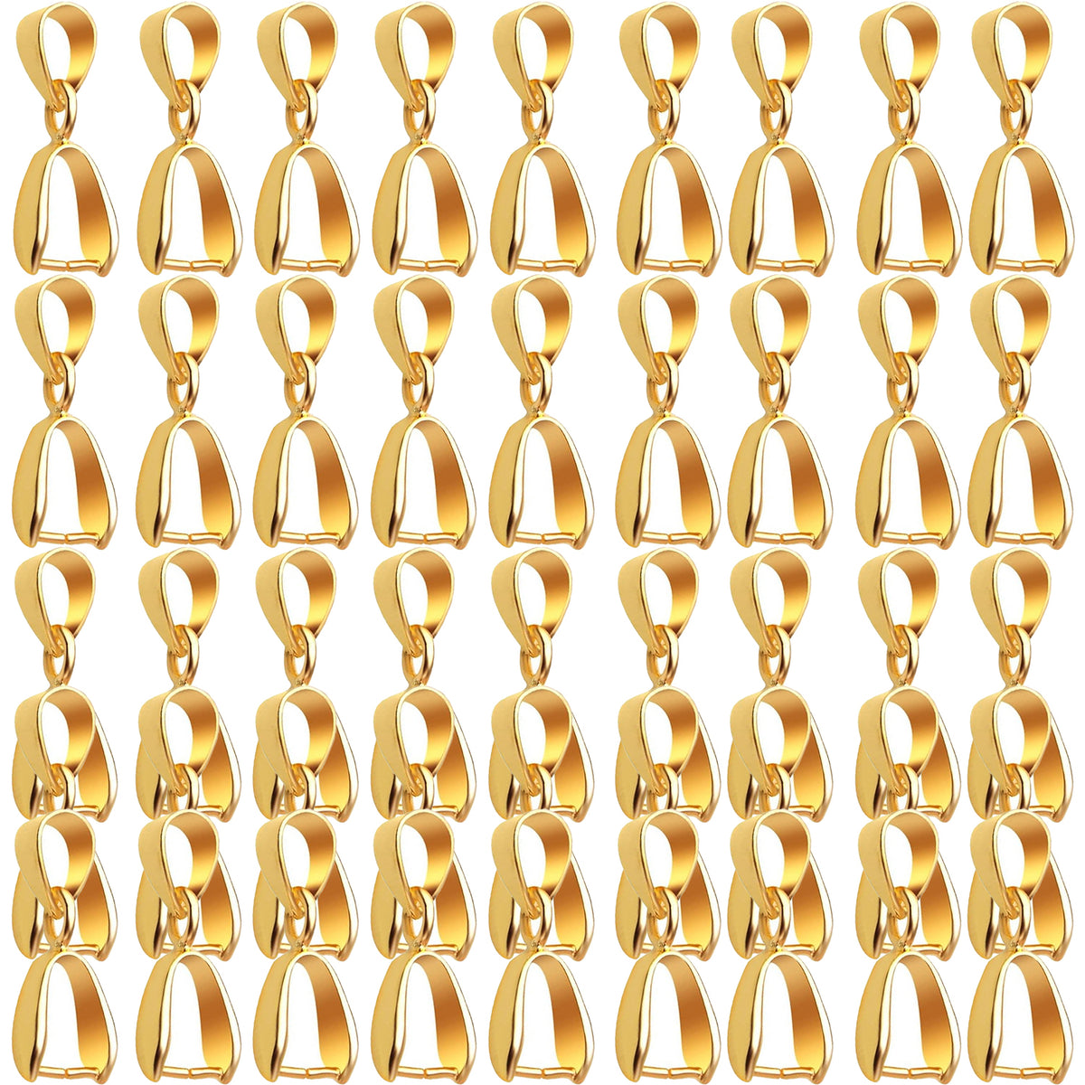 45pcs 3 Sizes Pinch Clip Bails Brass Claw Bail Finish Necklace Pendant Clasps Dangle Charm Bead Connectors Findings for DIY Craft Jewelry Making, 3 Colors