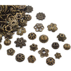 100 Gram(About 150-250pcs) Bali Style Jewelry Making Metal Bead Caps Deluxe New Mix,Bronze