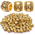 100pcs Antique Gold Large Hole Spacer Beads Tibetan Alloy European Barrel Beads Loose Charms for DIY Necklace Bracelets Jewelry Making Accessories, 7 mm x 6 mm, Hole: 4 mm