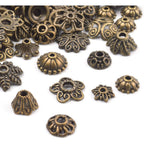 100 Gram(About 150-250pcs) Bali Style Jewelry Making Metal Bead Caps Deluxe New Mix,Bronze