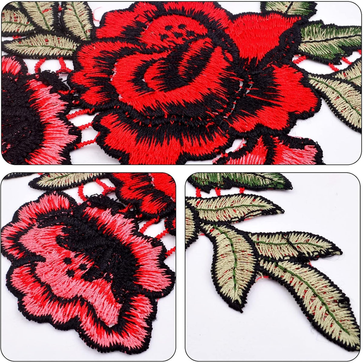 12 Pieces (6 Pairs) Iron On Flower Patches Clothing Patch Delicate Embroidered Flower Appliques for DIY T-Shirt Backpack Hoodies Shoes Bags Decoration, 6 Styles