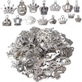 100g Antique Silver King Crown Charms Alloy Crown Pendant Charms Mixed Styles Jewelry Crown Charms for DIY Bracelet Jewelry Making Crafts Supplies