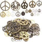 Peace Symbol Pendants,100g Vintage Alloy Peace Charms Craft Supplies for Jewelry Making Necklace Bracelet DIY
