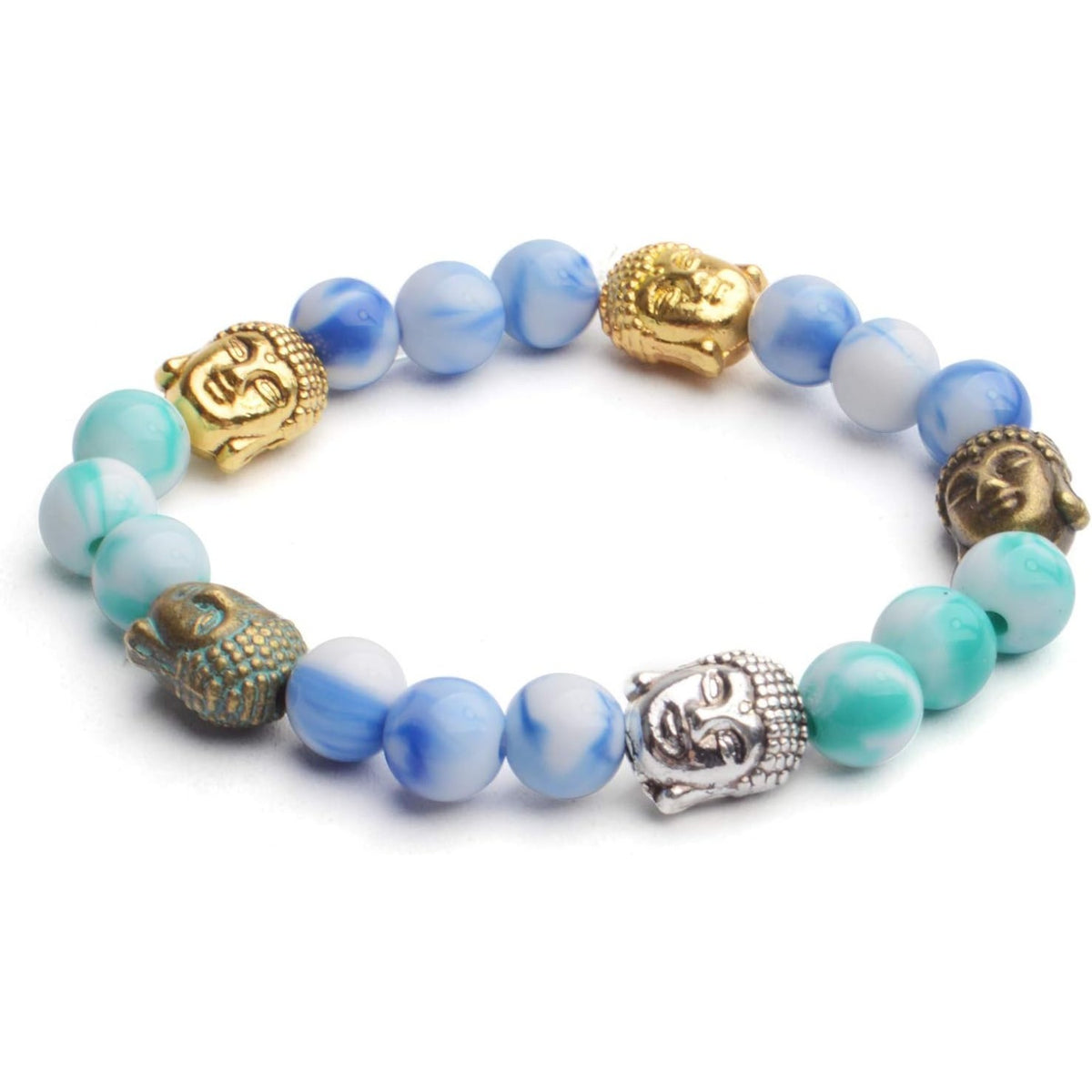 36pcs 6 Colors Buddha Head Beads Tibetan Alloy Charm Connector Beads Loose Spacer Beads for DIY Bracelet Necklace Jewelry Making and Crafting