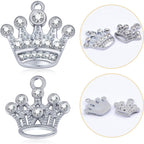 20pcs Silver Crown Shape Dangle Charms Alloy Lovely Queen Crown Pendants with Rhinestone Craft Supplies for DIY Necklace Earrings Jewelry Making Valentine's Gifts, 2 Styles