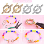 10 Sets Round Metal Toggle Clasps Bracelet Closure Fastener Buckle OT End Clasps T-Bar Connectors and Ring Clasps with Rhinestone for DIY Craft Necklace Jewelry Making, 2 Colors